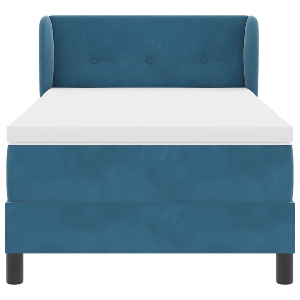 Box spring seng med hovedgærde Mørkeblå 100 x 200 cm Fløjl