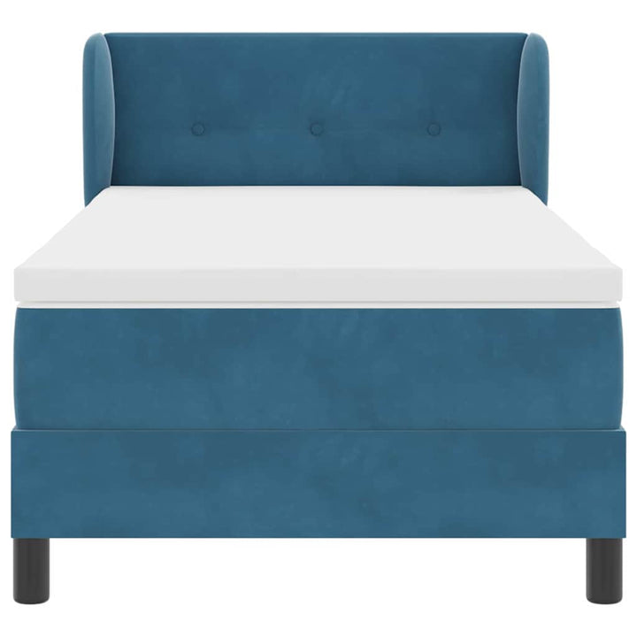 Box spring seng med hovedgærde Mørkeblå 100 x 200 cm Fløjl