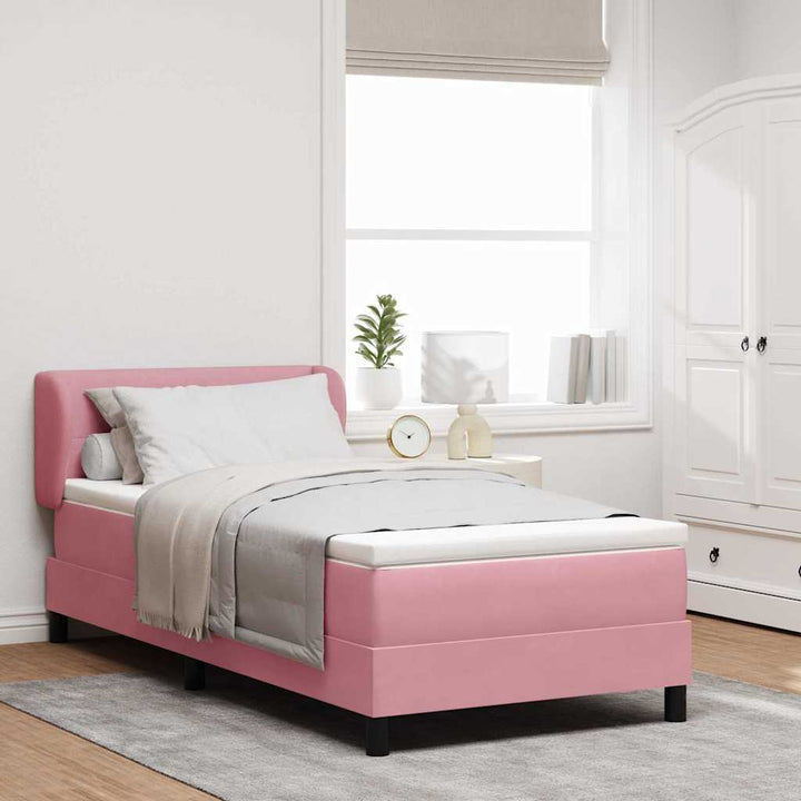 Box spring seng med hovedgærde Lyserød 100 x 200 cm Fløjl