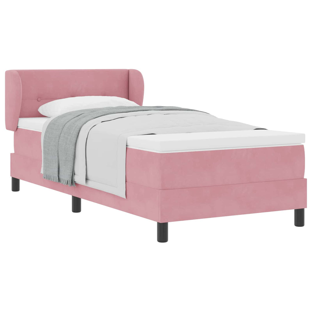 Box spring seng med hovedgærde Lyserød 100 x 200 cm Fløjl