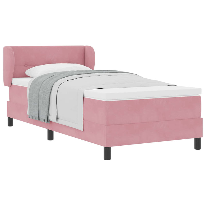 Box spring seng med hovedgærde Lyserød 100 x 200 cm Fløjl