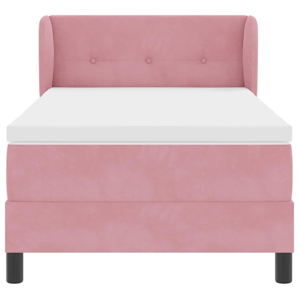 Box spring seng med hovedgærde Lyserød 100 x 200 cm Fløjl