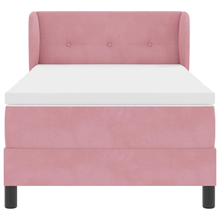 Box spring seng med hovedgærde Lyserød 100 x 200 cm Fløjl