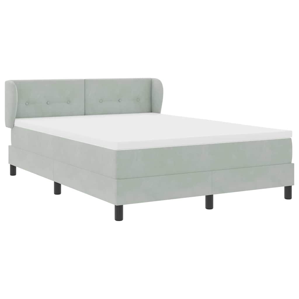 Box spring seng med hovedgærde Lysegrå 140 x 190 cm Fløjl