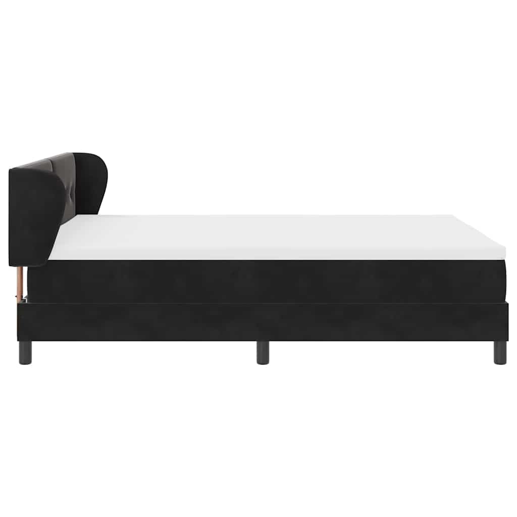 Box spring seng med hovedgærde Sort 140 x 190 cm Fløjl