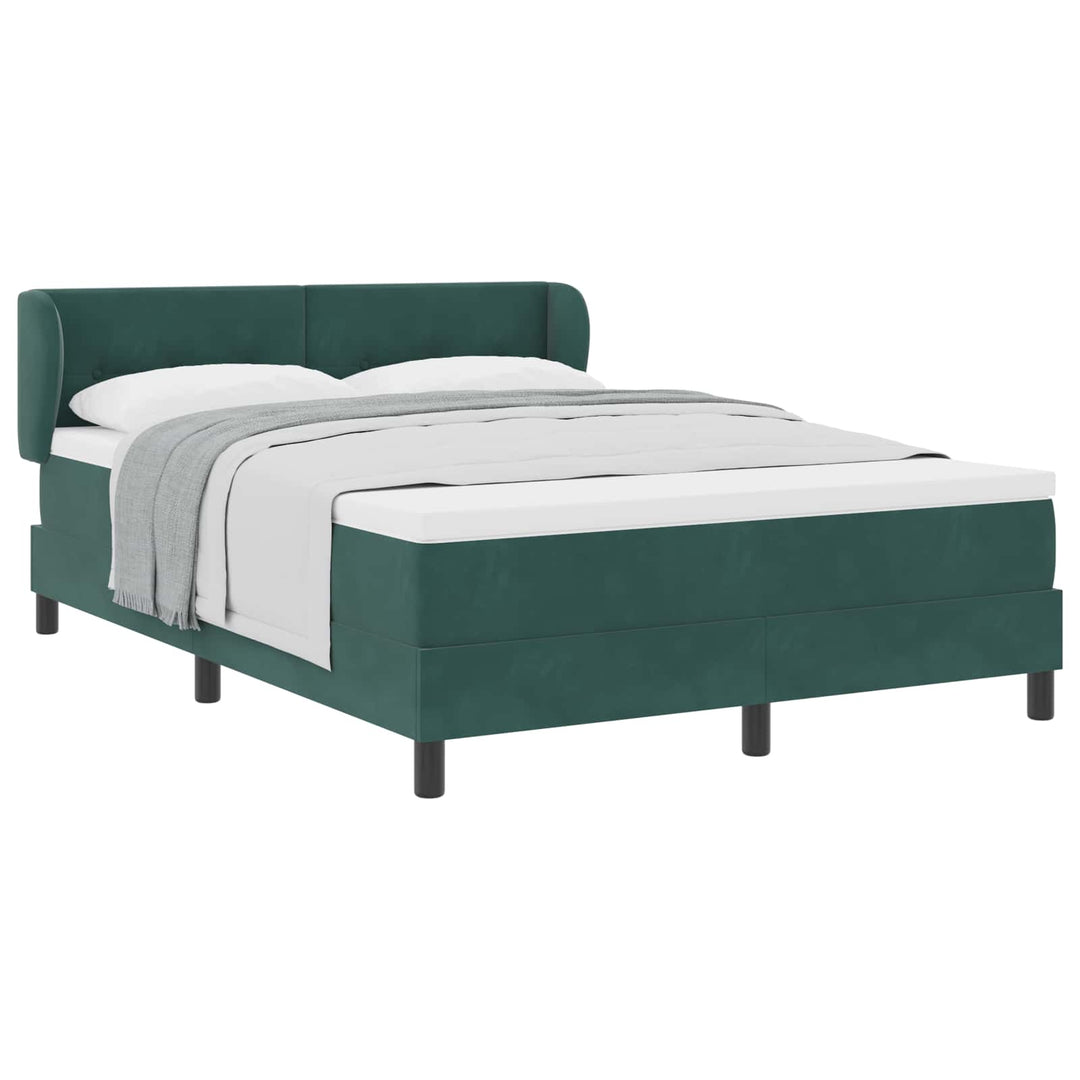 Box spring seng med hovedgærde Mørkegrøn 140 x 190 cm Fløjl