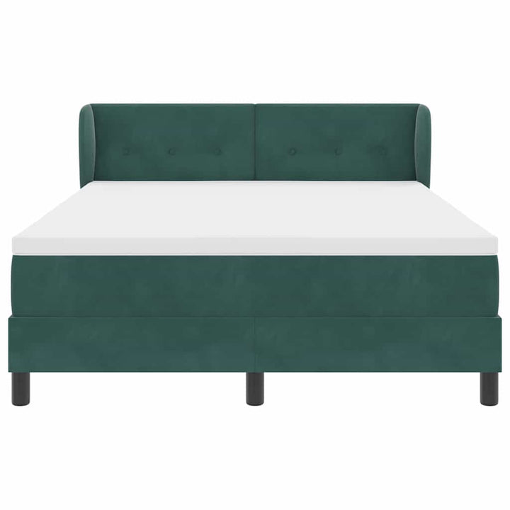 Box spring seng med hovedgærde Mørkegrøn 140 x 190 cm Fløjl