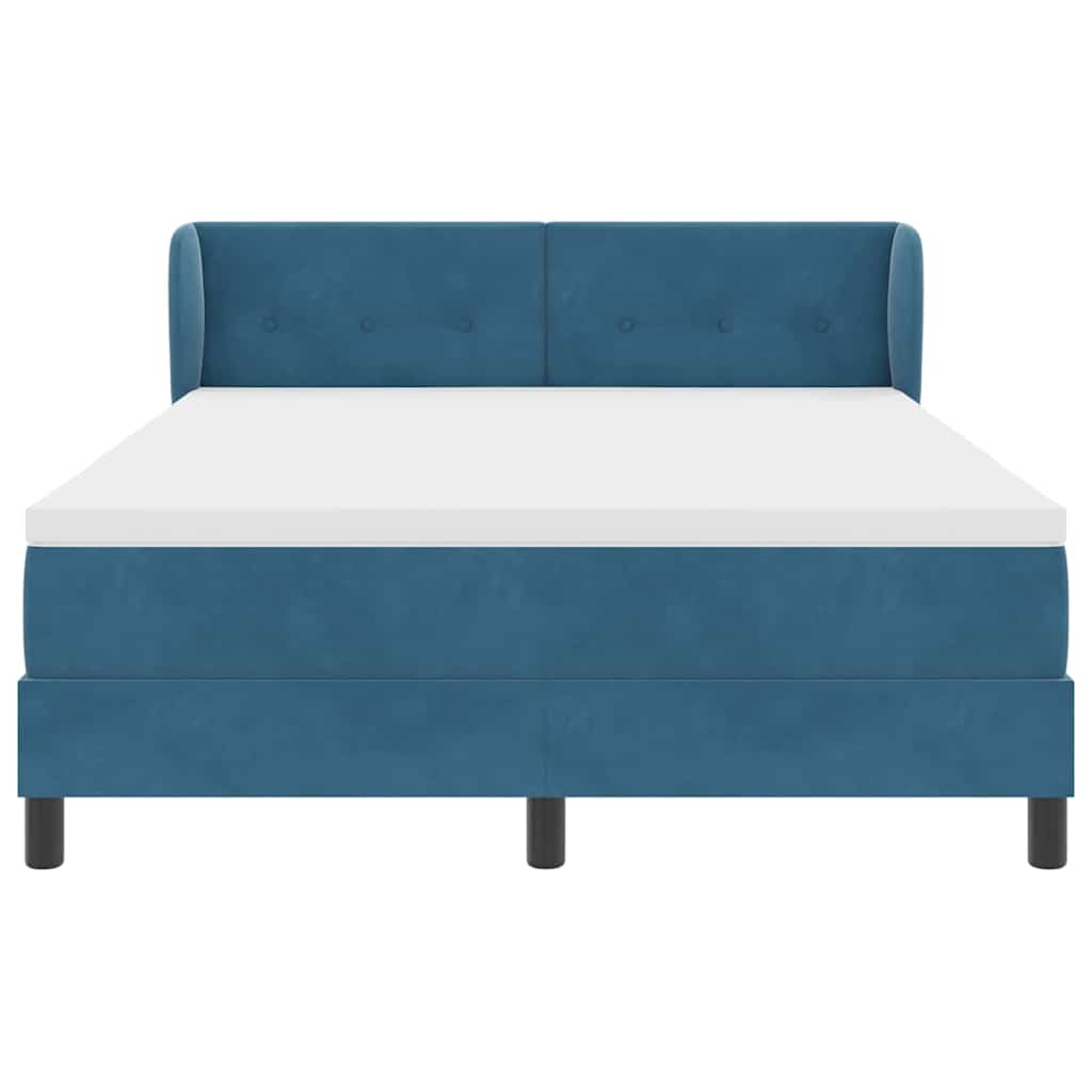 Box spring seng med hovedgærde Mørkeblå 140 x 190 cm Fløjl