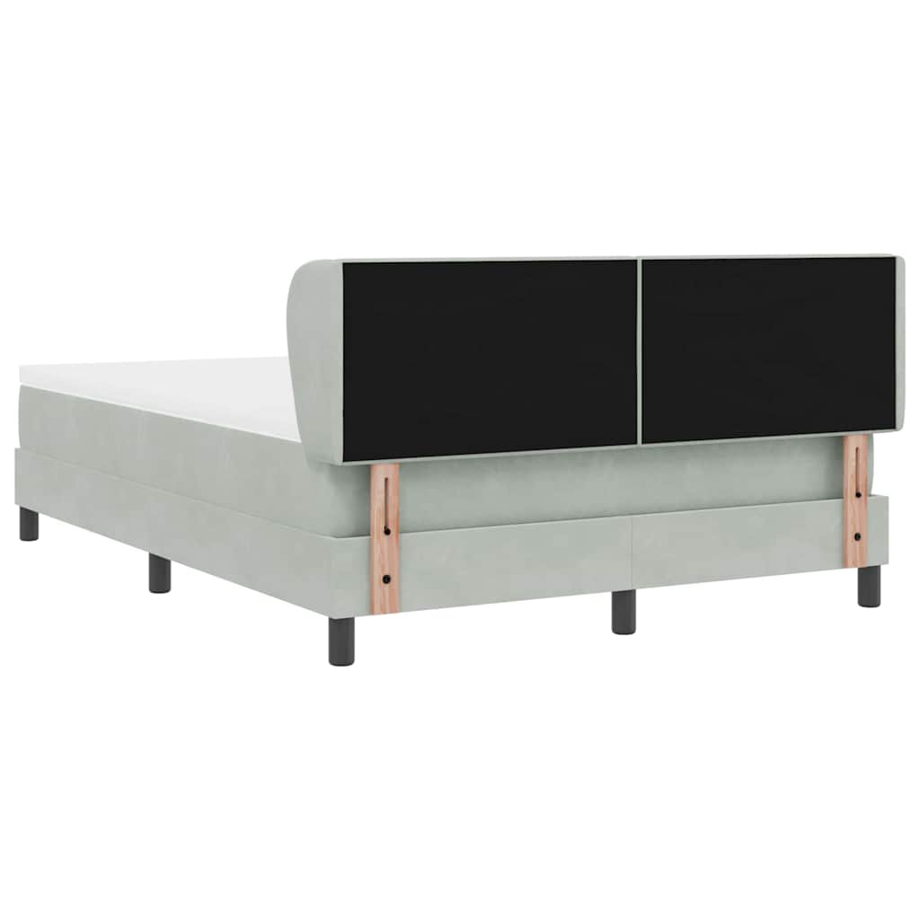 Box spring seng med hovedgærde Lysegrå 140 x 200 cm Fløjl