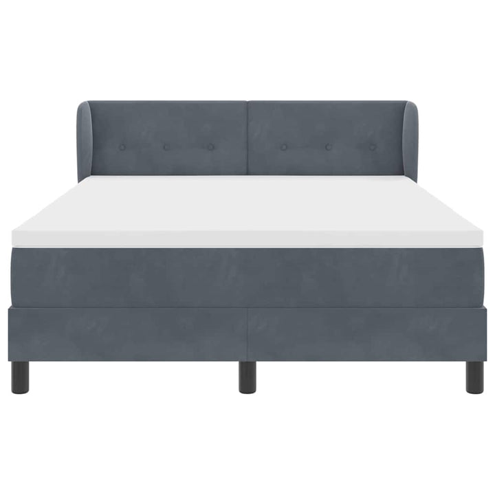Box spring seng med hovedgærde Mørkegrå 140 x 200 cm Fløjl