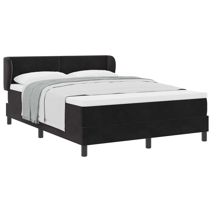 Box spring seng med hovedgærde Sort 140 x 200 cm Fløjl