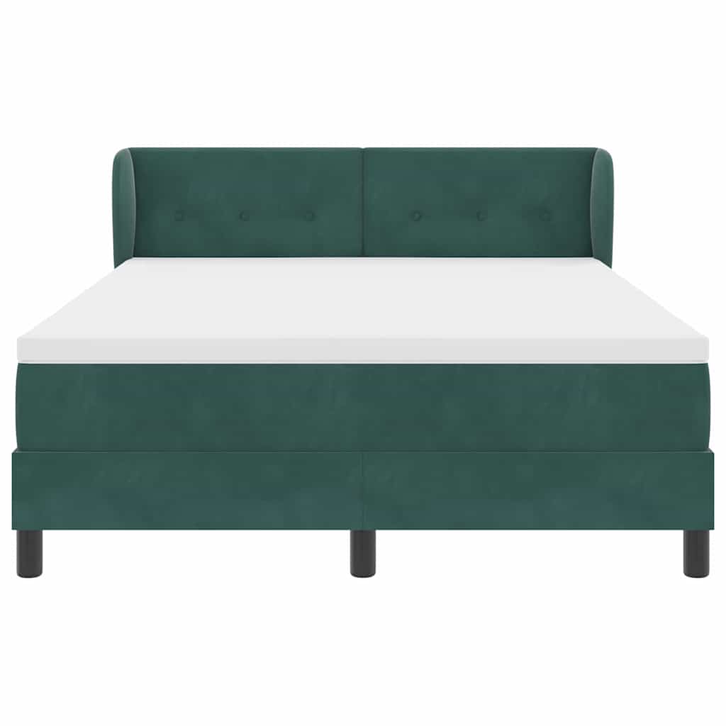 Box spring seng med hovedgærde Mørkegrøn 140 x 200 cm Fløjl