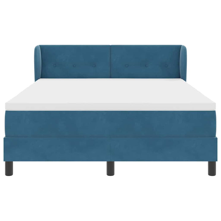 Box spring seng med hovedgærde Mørkeblå 140 x 200 cm Fløjl