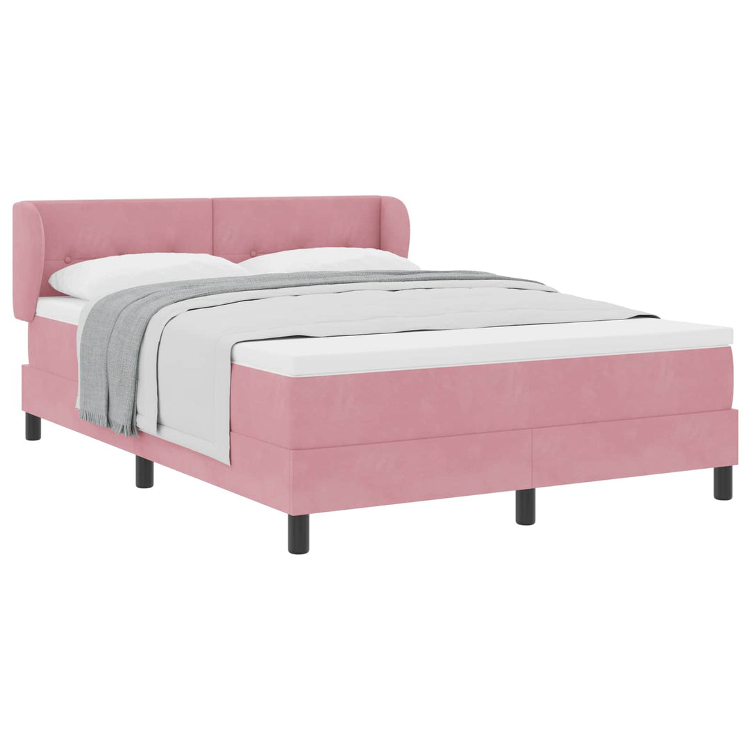 Box spring seng med hovedgærde Lyserød 140 x 200 cm Fløjl