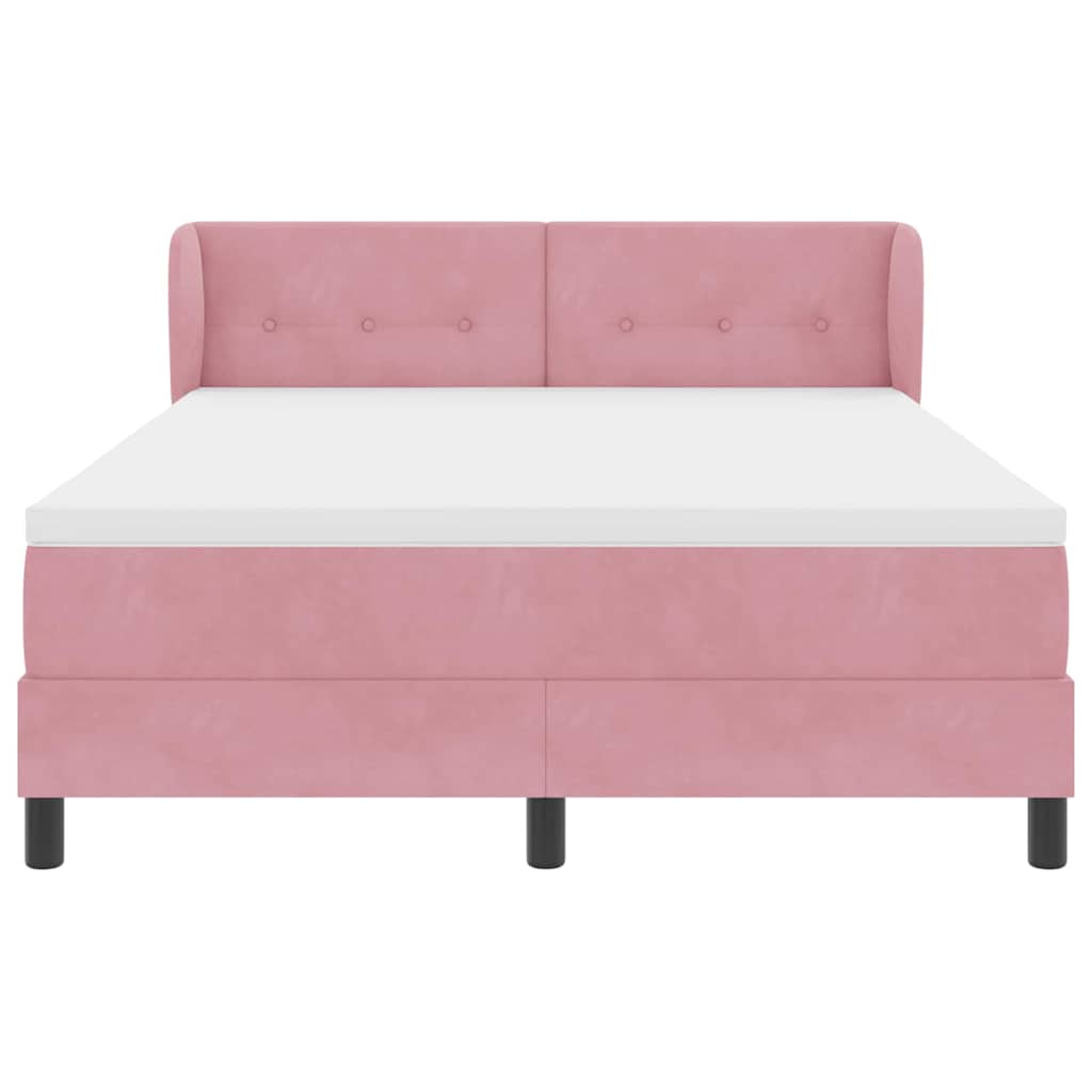 Box spring seng med hovedgærde Lyserød 140 x 200 cm Fløjl