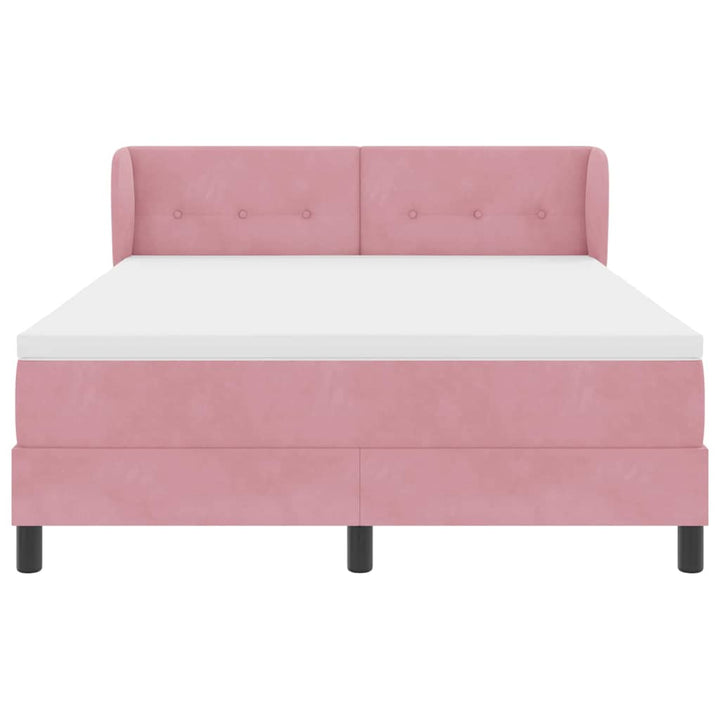 Box spring seng med hovedgærde Lyserød 140 x 200 cm Fløjl