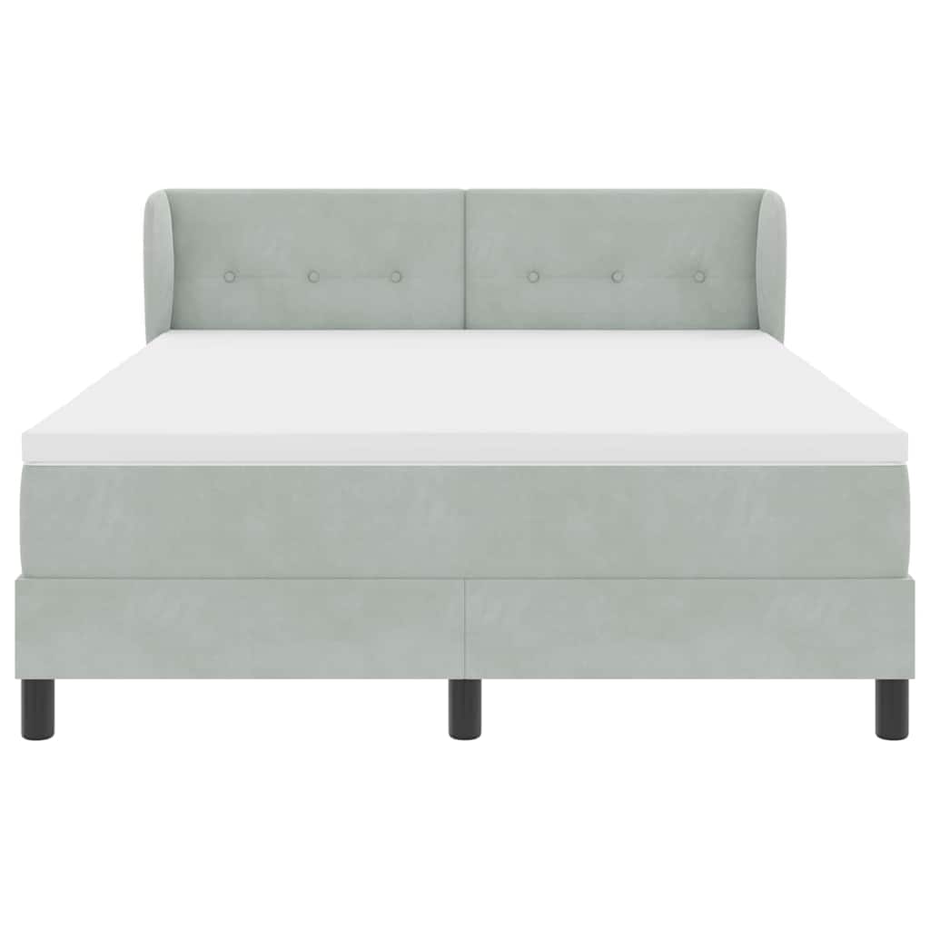 Box spring seng med hovedgærde Lysegrå 160 x 200 cm Fløjl