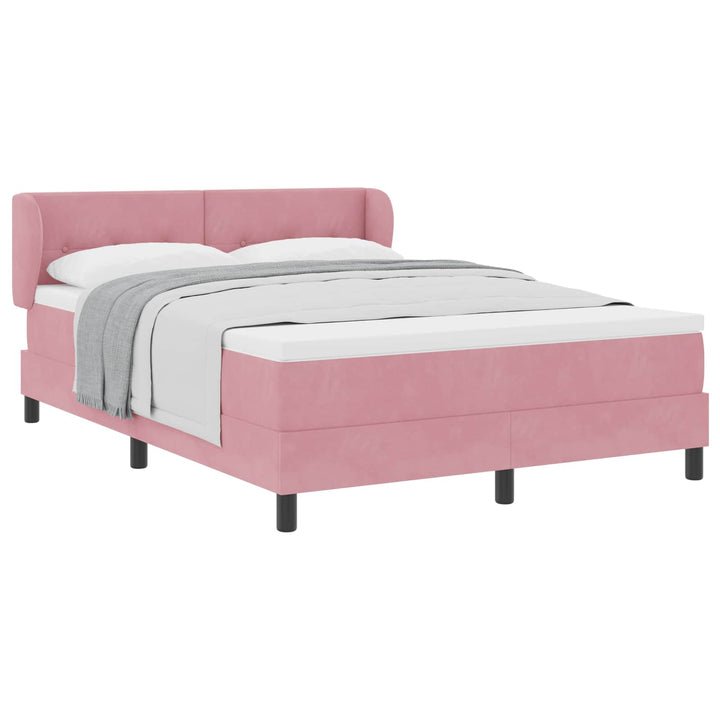 Box spring seng med hovedgærde Lyserød 160 x 200 cm Fløjl