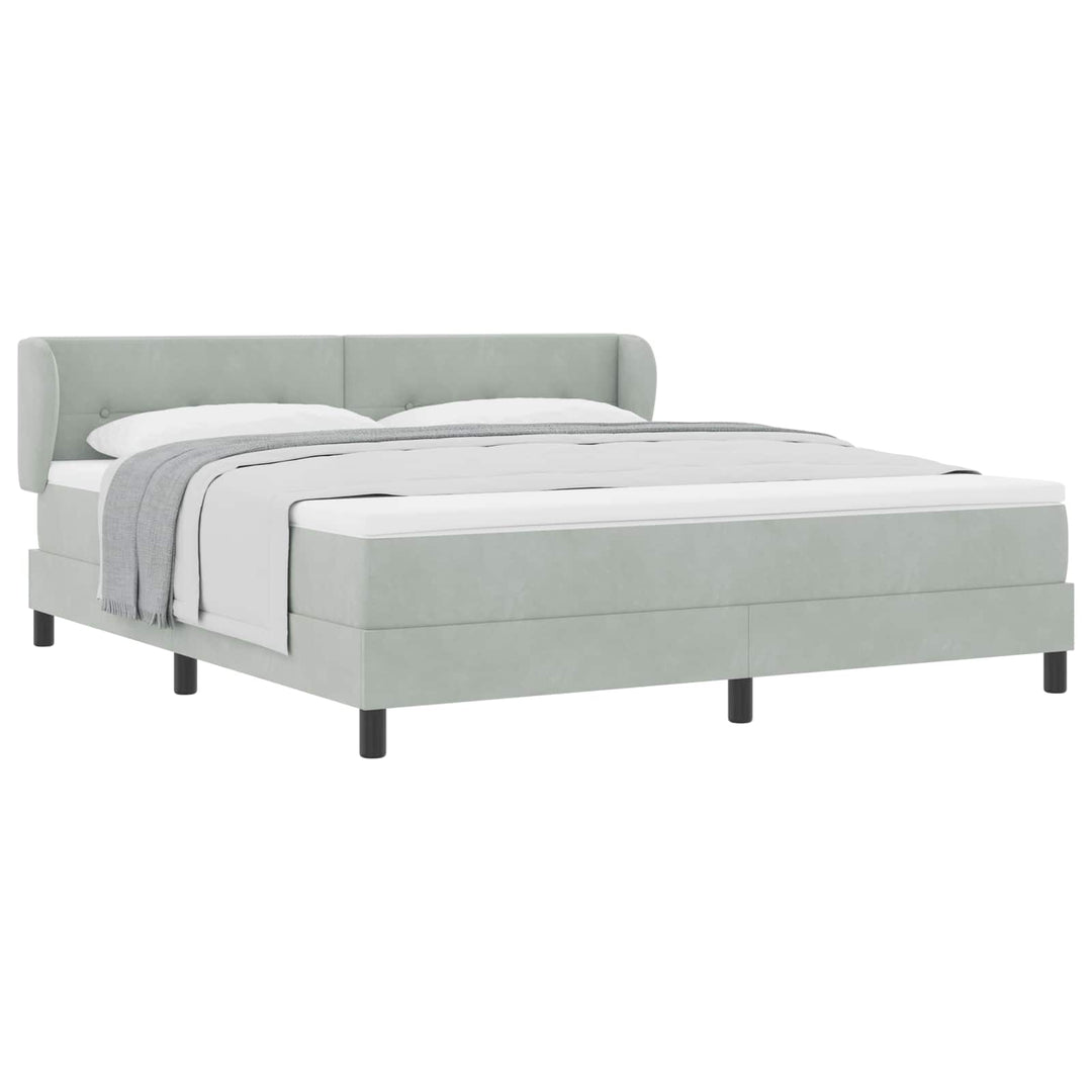 Box spring seng med hovedgærde Lysegrå 180 x 200 cm Fløjl