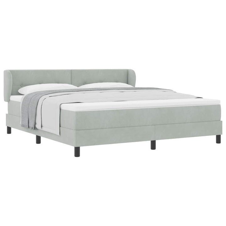 Box spring seng med hovedgærde Lysegrå 180 x 200 cm Fløjl