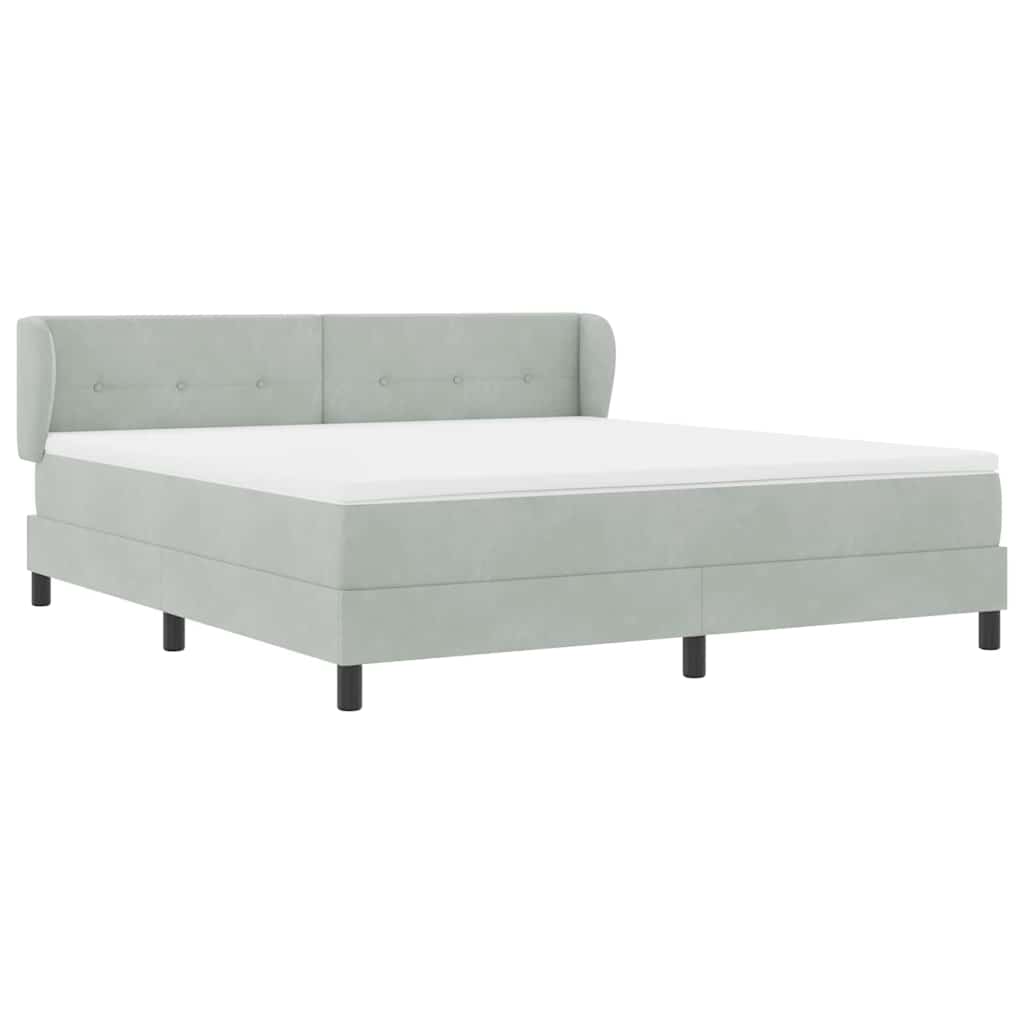 Box spring seng med hovedgærde Lysegrå 180 x 200 cm Fløjl