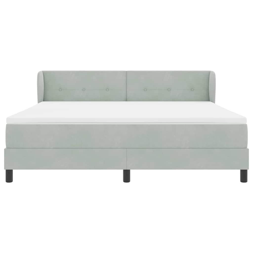 Box spring seng med hovedgærde Lysegrå 180 x 200 cm Fløjl