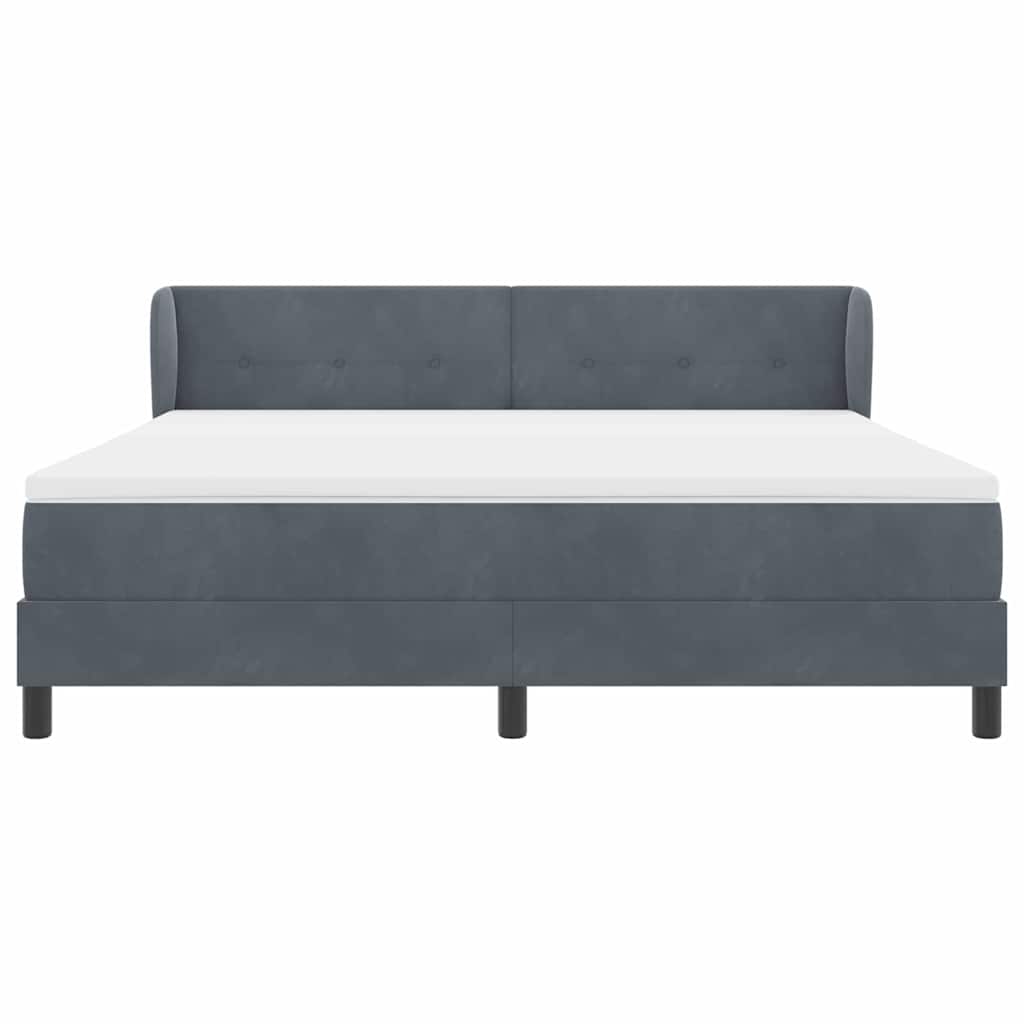 Box spring seng med hovedgærde Mørkegrå 180 x 200 cm Fløjl
