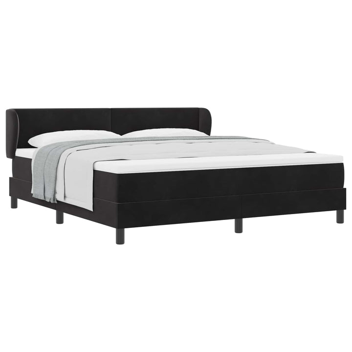 Box spring seng med hovedgærde Sort 180 x 200 cm Fløjl