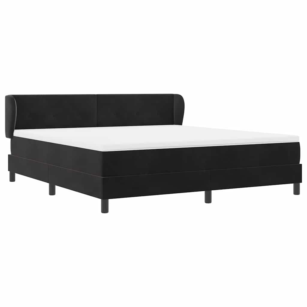 Box spring seng med hovedgærde Sort 180 x 200 cm Fløjl