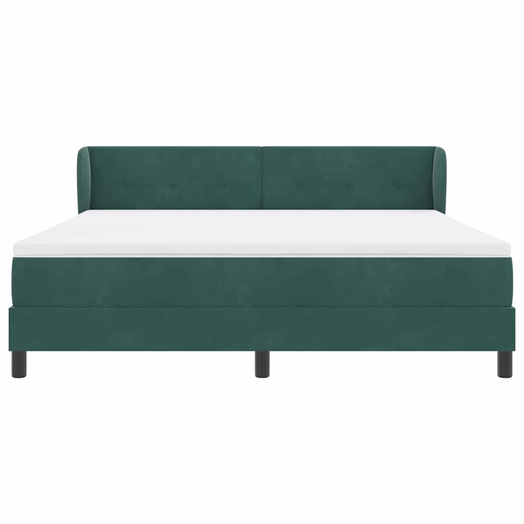 Box spring seng med hovedgærde Mørkegrøn 180 x 200 cm Fløjl