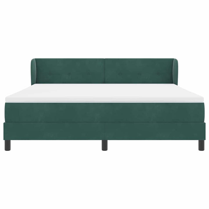 Box spring seng med hovedgærde Mørkegrøn 180 x 200 cm Fløjl
