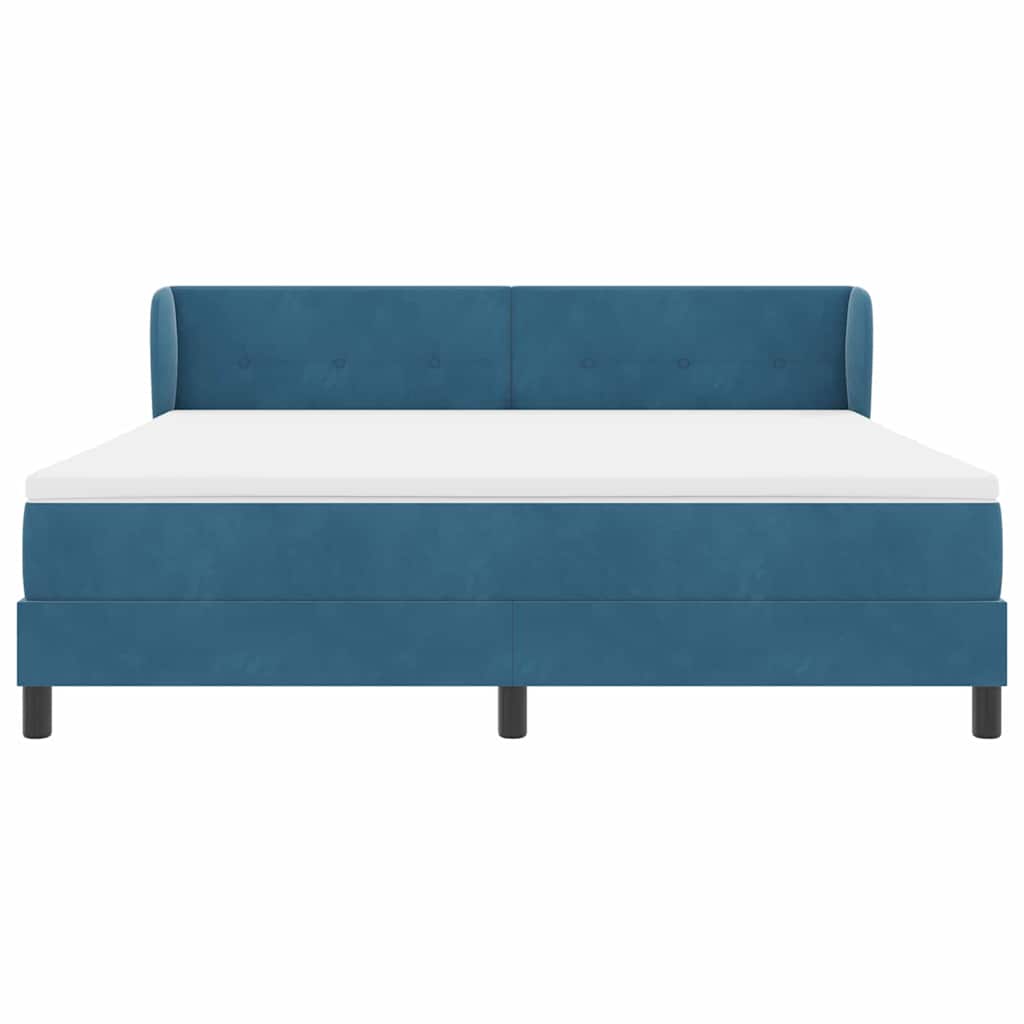 Box spring seng med hovedgærde Mørkeblå 180 x 200 cm Fløjl
