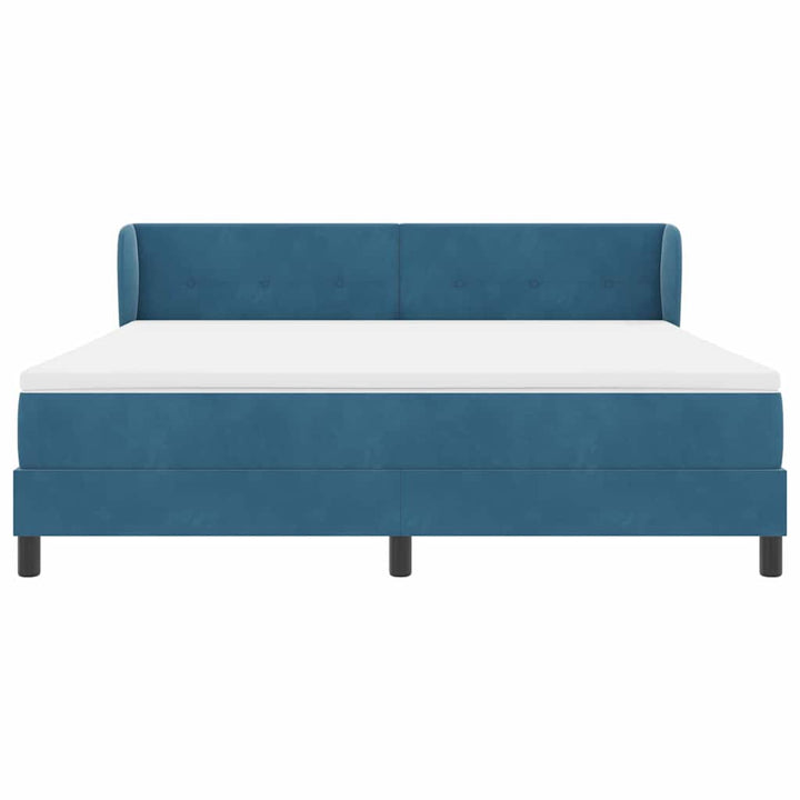 Box spring seng med hovedgærde Mørkeblå 180 x 200 cm Fløjl