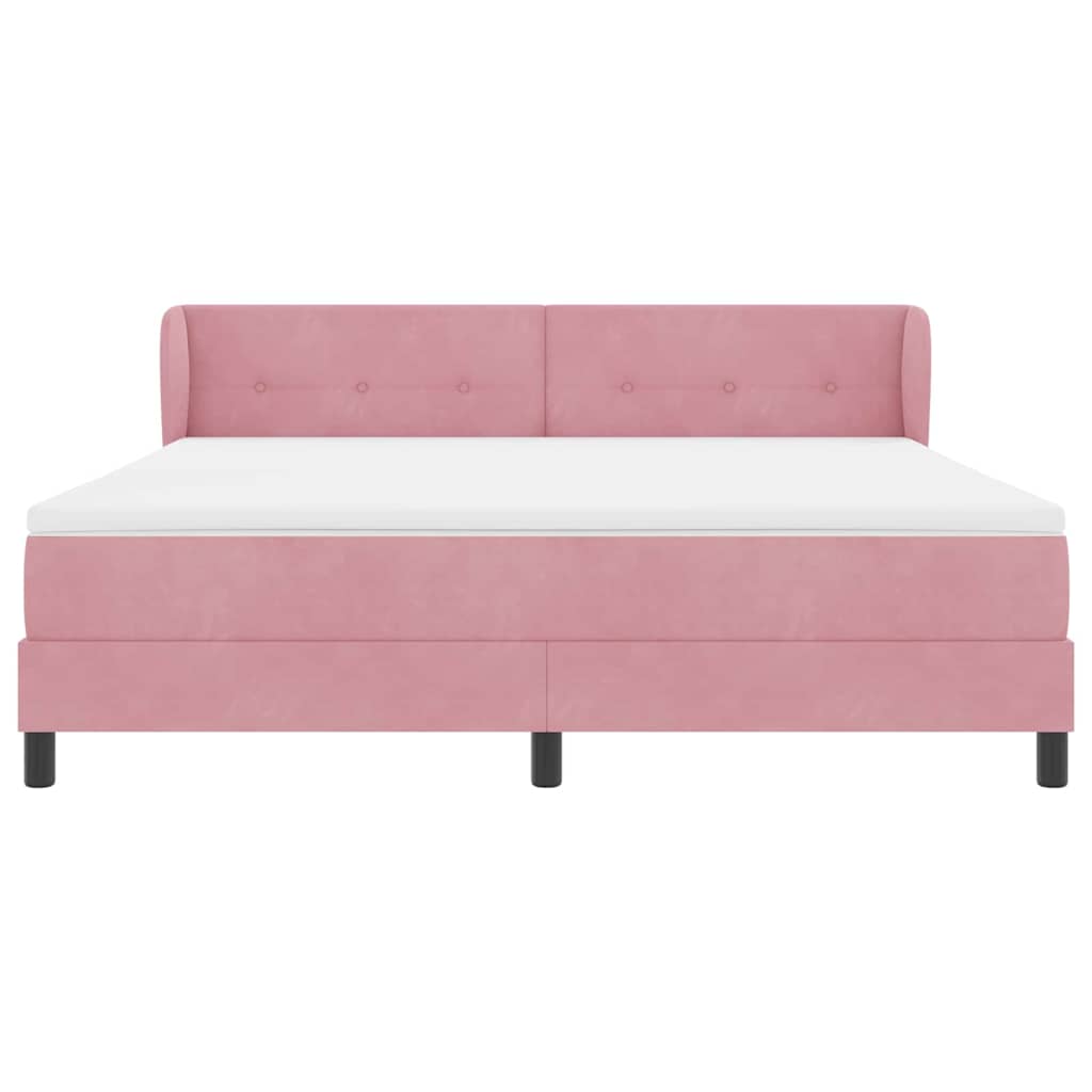 Box spring seng med hovedgærde Lyserød 180 x 200 cm Fløjl