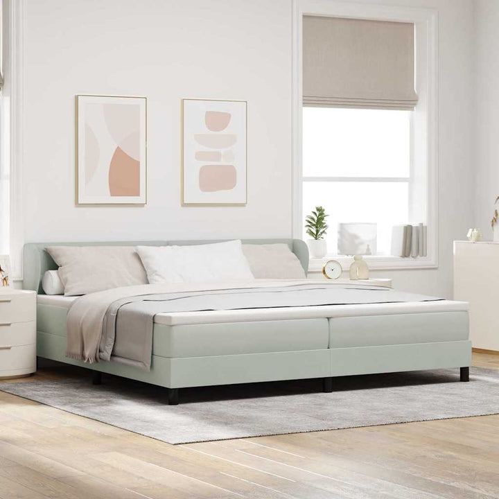 Box spring seng med madras Lysegrå 200 x 200 cm Fløjl