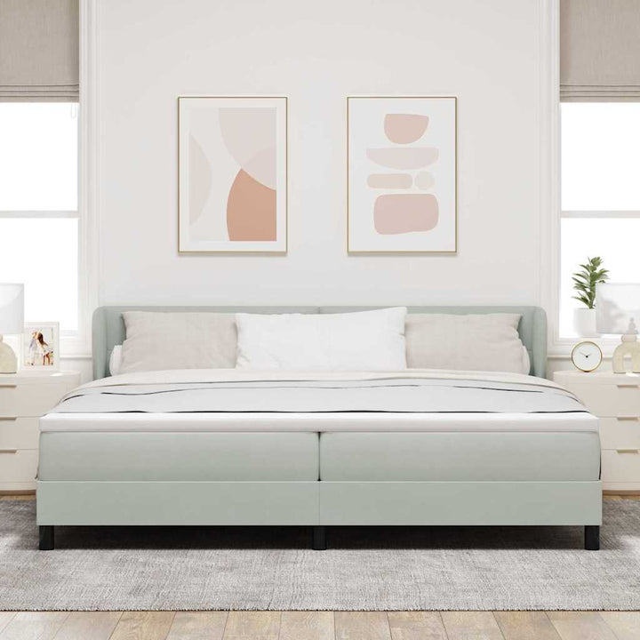 Box spring seng med madras Lysegrå 200 x 200 cm Fløjl