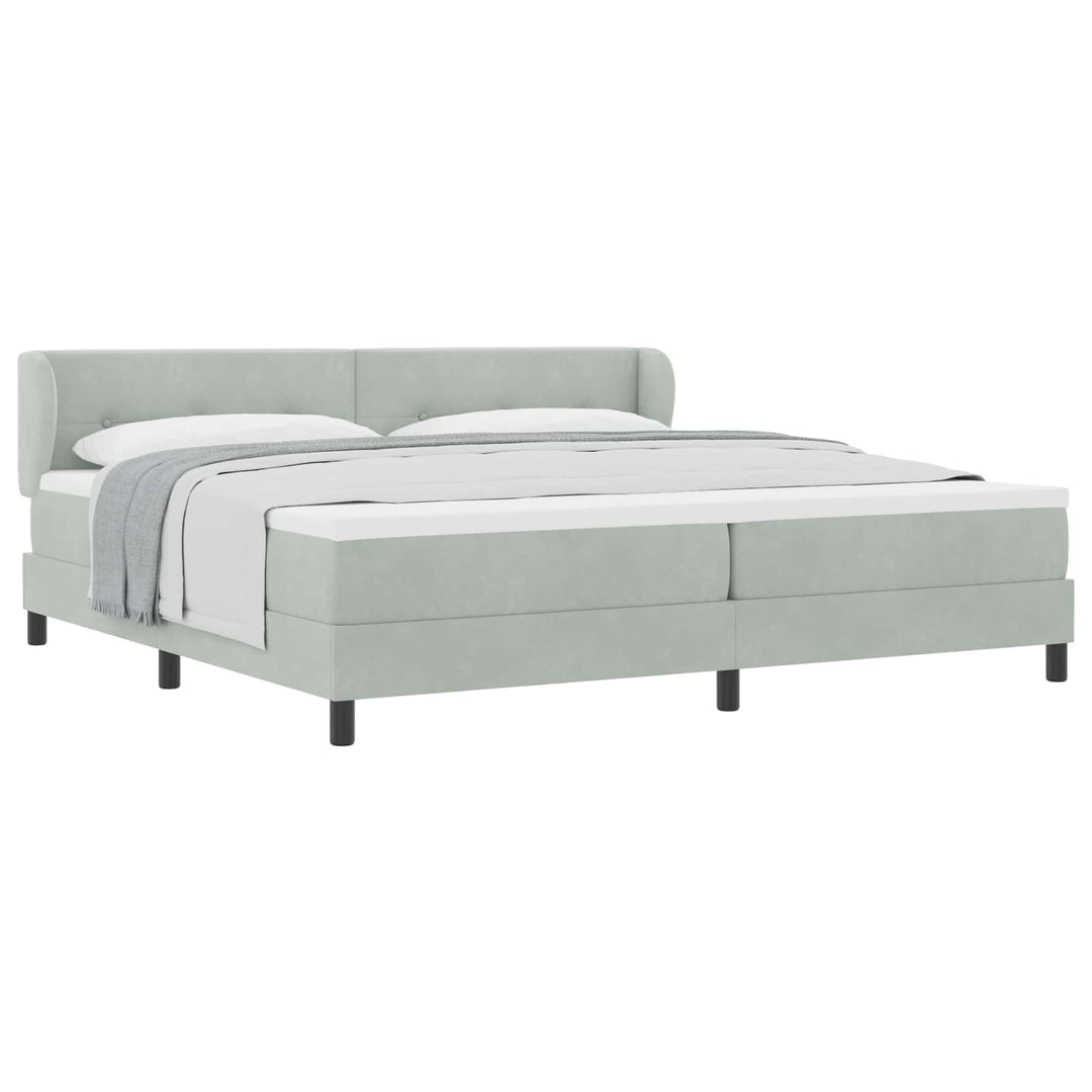 Box spring seng med madras Lysegrå 200 x 200 cm Fløjl