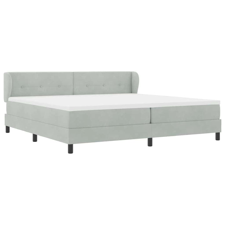 Box spring seng med madras Lysegrå 200 x 200 cm Fløjl