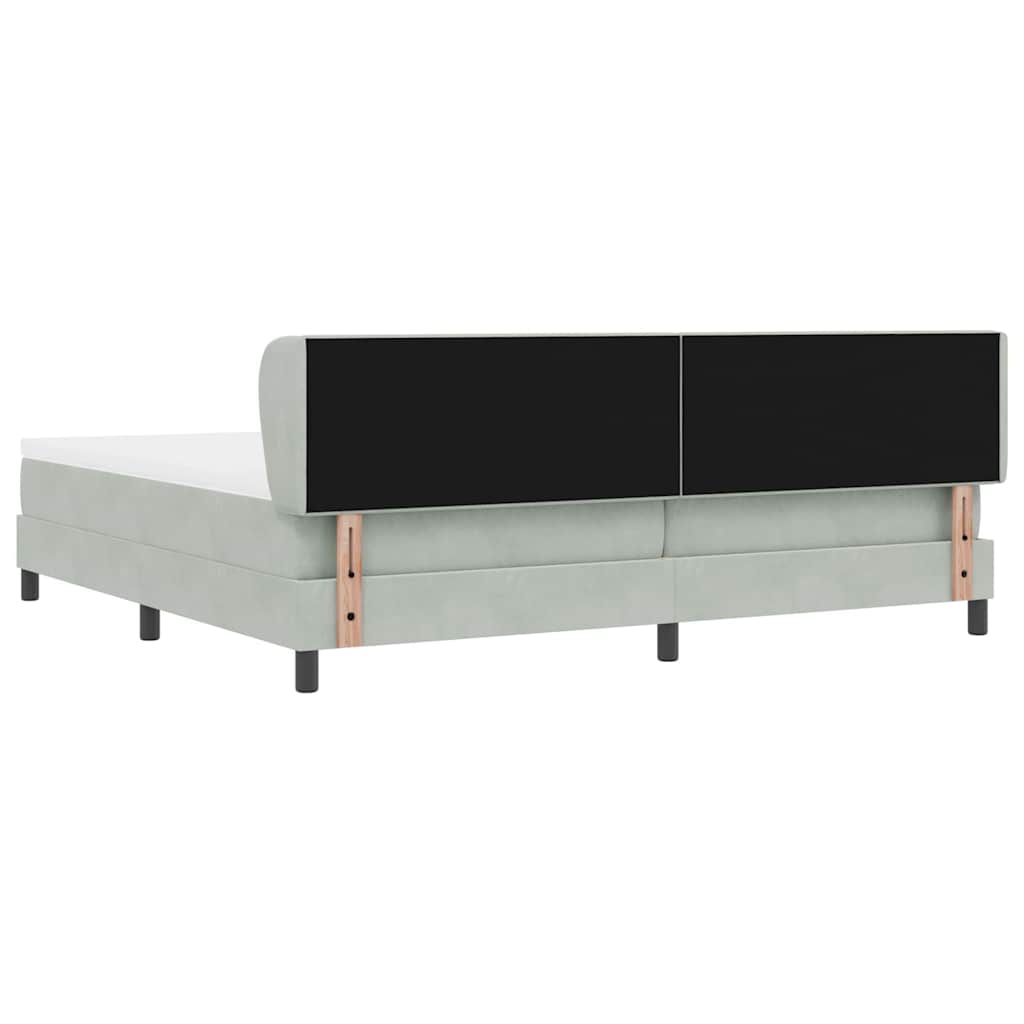 Box spring seng med madras Lysegrå 200 x 200 cm Fløjl