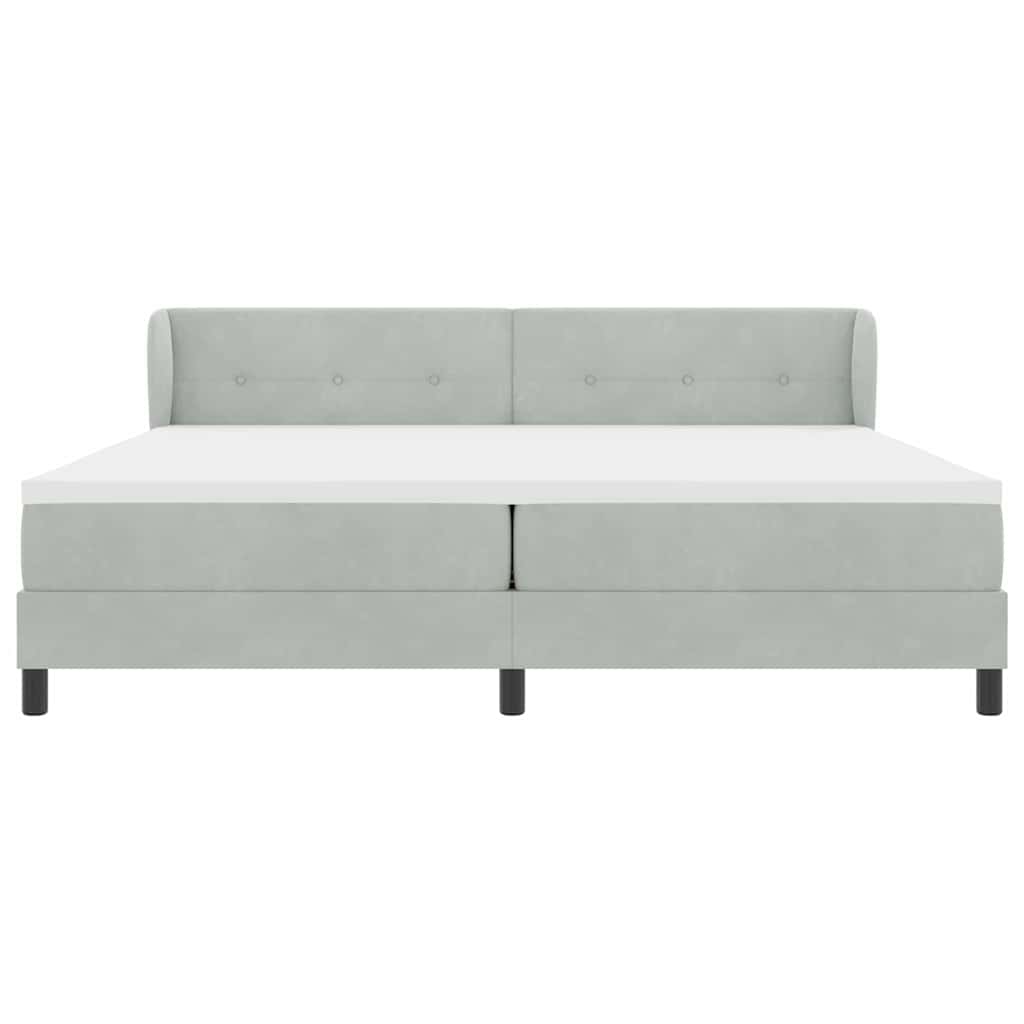 Box spring seng med madras Lysegrå 200 x 200 cm Fløjl