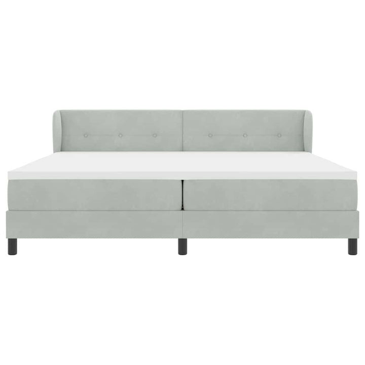 Box spring seng med madras Lysegrå 200 x 200 cm Fløjl