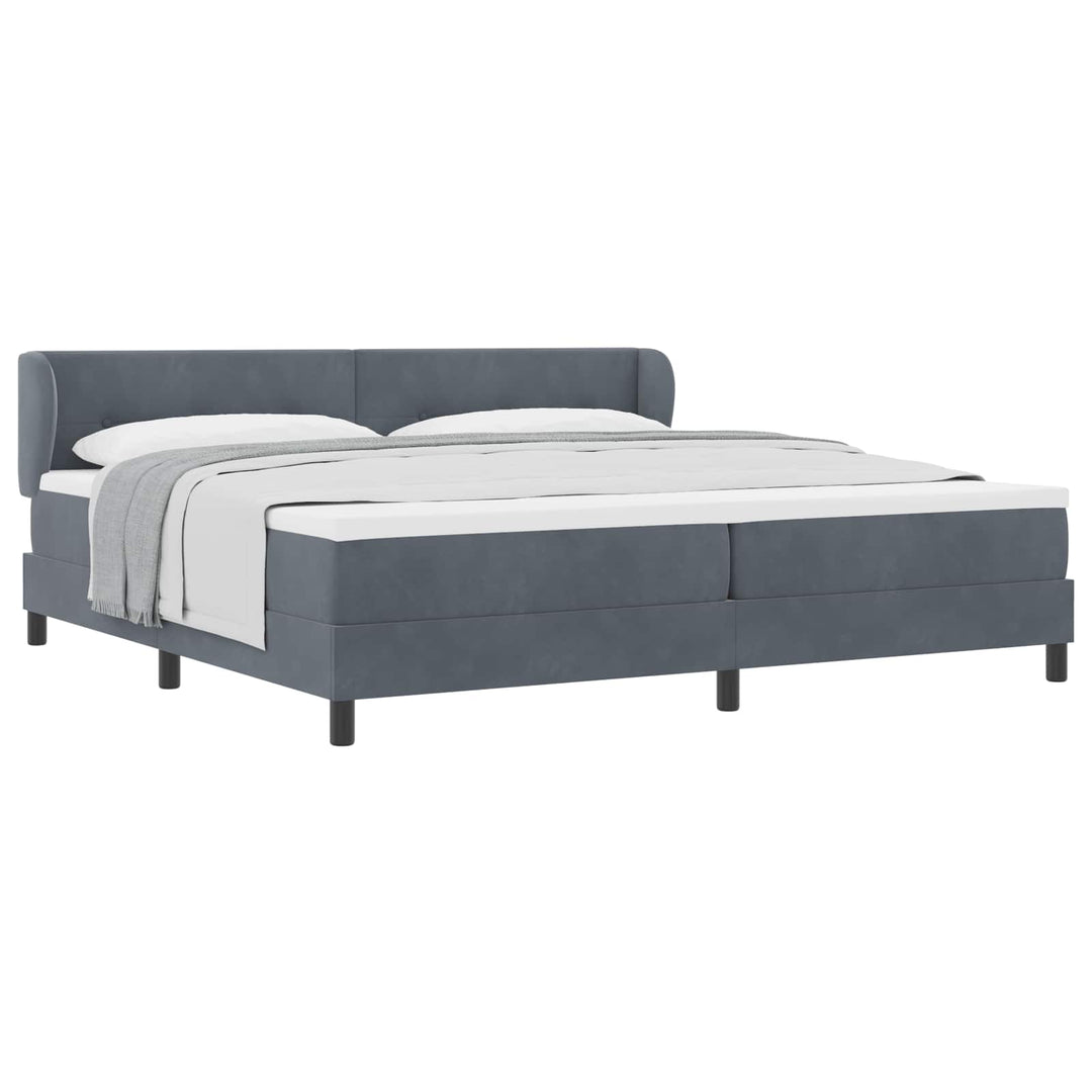 Box spring seng med madras Mørkegrå 200 x 200 cm Fløjl