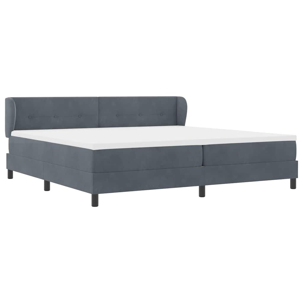 Box spring seng med madras Mørkegrå 200 x 200 cm Fløjl