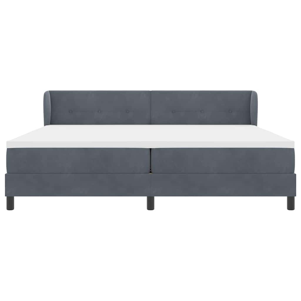 Box spring seng med madras Mørkegrå 200 x 200 cm Fløjl