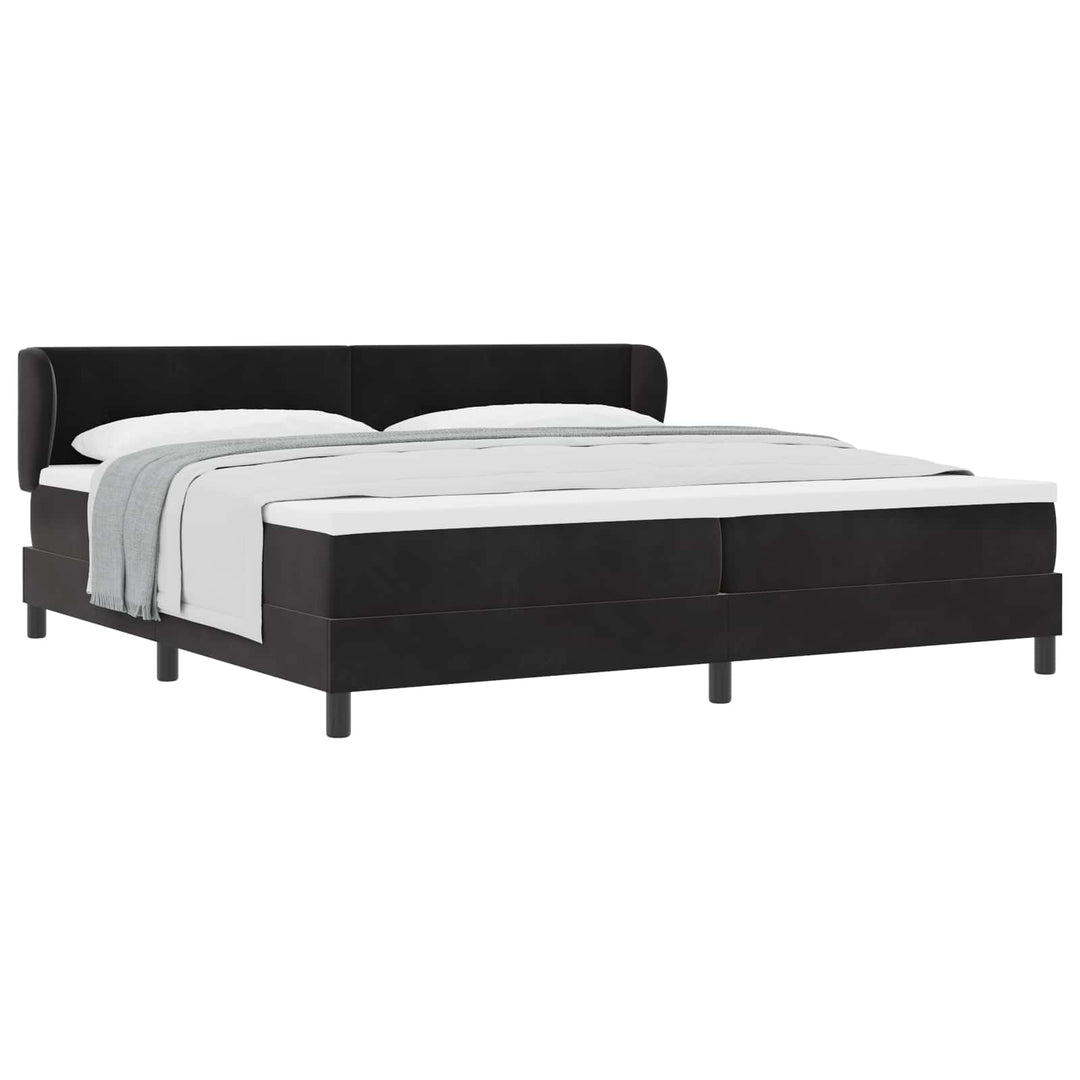 Box spring seng med madras Sort 200 x 200 cm Fløjl