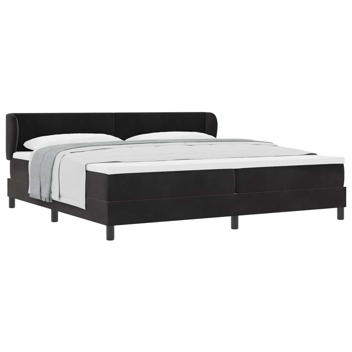 Box spring seng med madras Sort 200 x 200 cm Fløjl