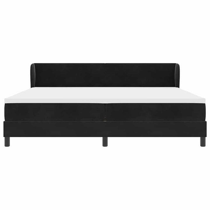 Box spring seng med madras Sort 200 x 200 cm Fløjl