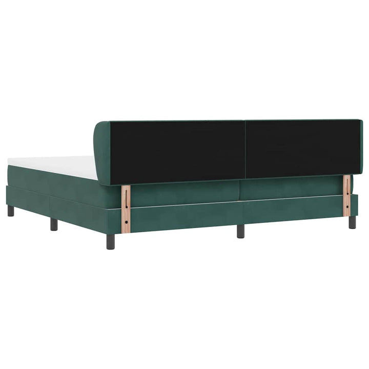 Box spring seng med hovedgærde Mørkegrøn 200 x 200 cm Fløjl