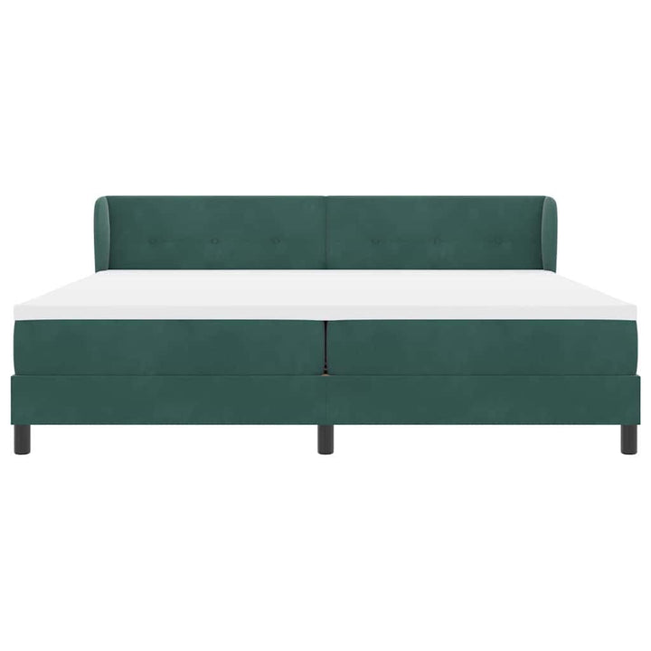 Box spring seng med hovedgærde Mørkegrøn 200 x 200 cm Fløjl
