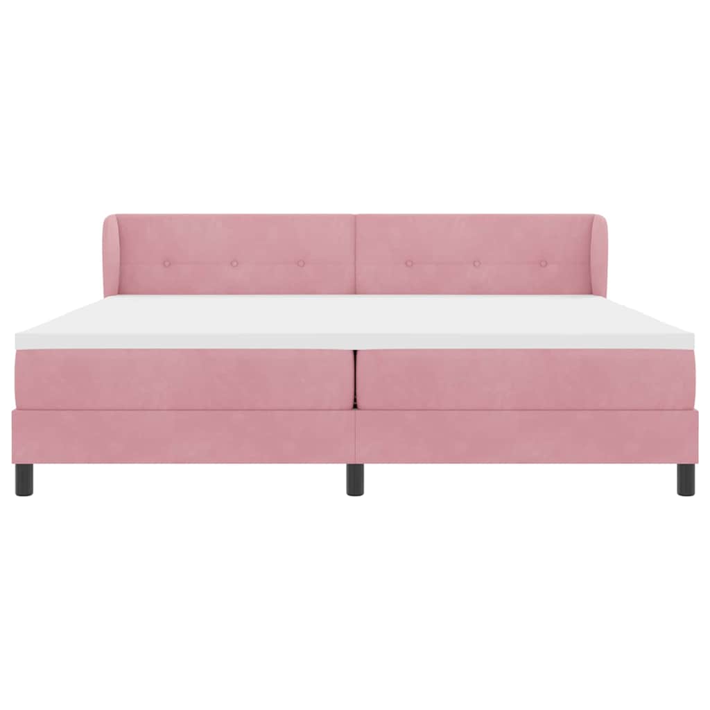 Box spring seng med hovedgærde Lyserød 200 x 200 cm Fløjl